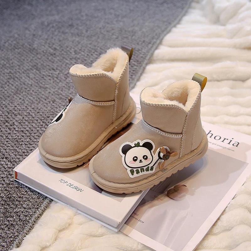 Милые мультяшные детские зимние ботинки Новая мода С принтом панды Мальчиковые сноубутсы — фото 4