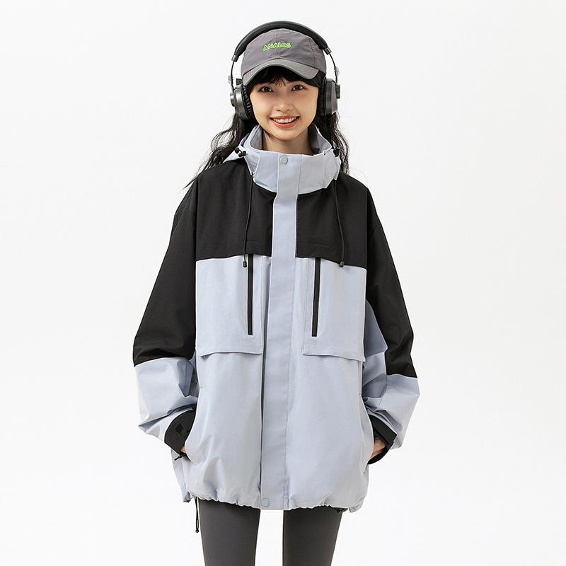 Giacca con cappuccio da uomo primavera e autunno nuova tendenza giacca con cappuccio ampia e versatile montagna outdoor antivento cappotto da coppia