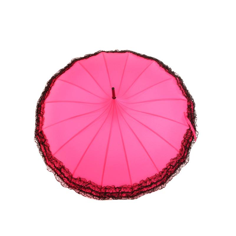 Baota 16-Rib Sun & Rain Bridal Photography Umbrella with Lace Trim and Curved Handle