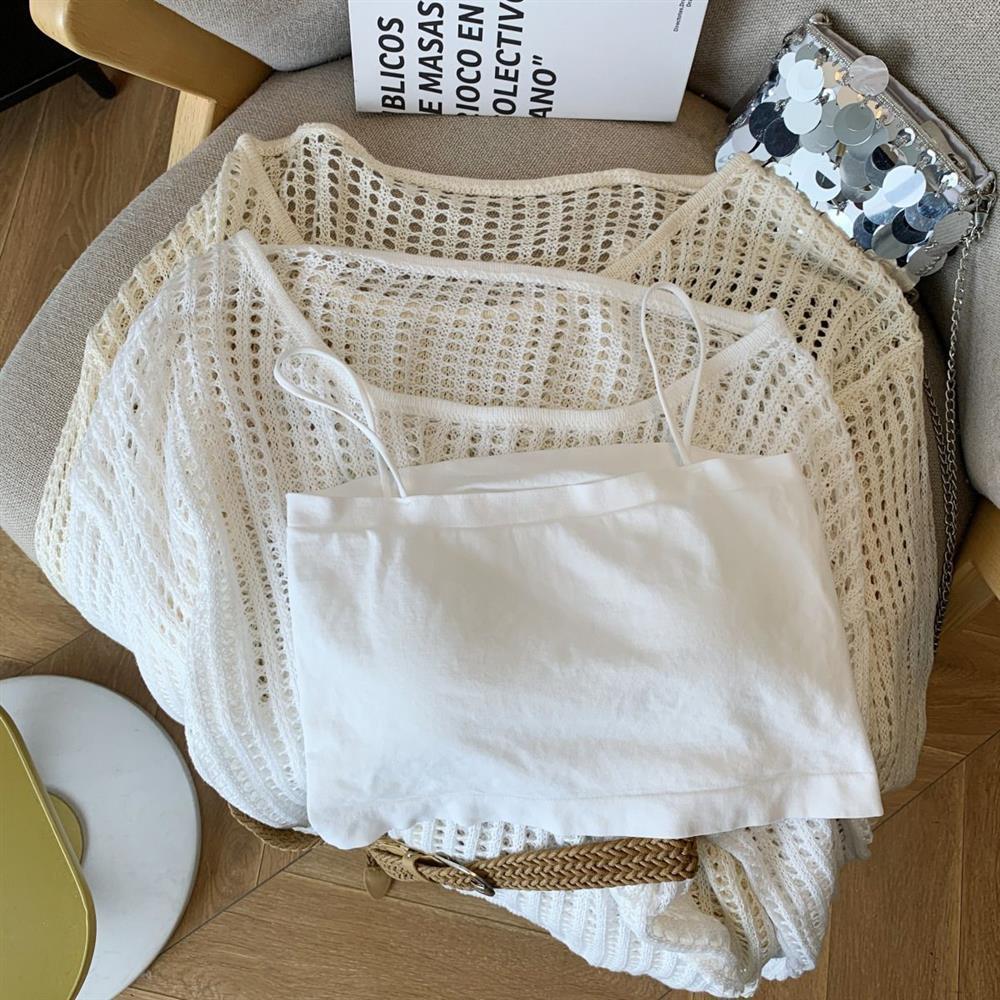 Spicy Girl Sexy Hollow-Out Long-Sleeve Knitted Sweater, 2025 Spring Collection - Loose Fit, Lightweight Women's Top
