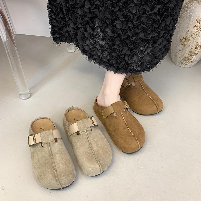 Thick bottom inner height increase ugly cute big head baotou half slippers women's summer outer wear autumn new models