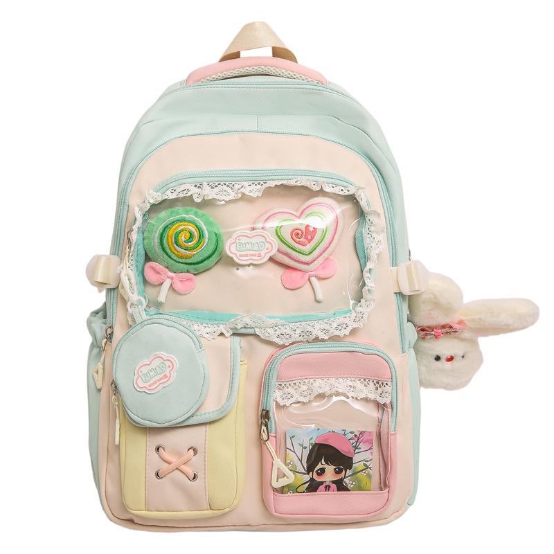 Schoolbag Fresh and Sweet High-value Dopamine Transparent Pain Bag Backpack Female Japanese High-value Junior High School Student Backpack Female
