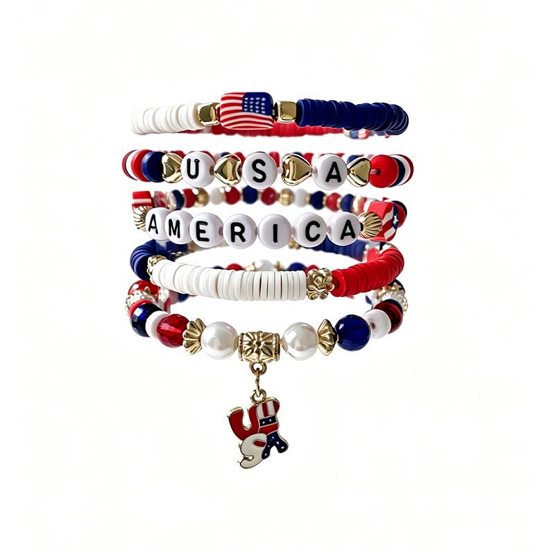 Unisex Independence Day Beaded Bracelet - Festive Fruit Jewelry, Perfect for Christmas & Halloween