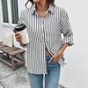 Simple Lapel Women's Autumn New Casual Striped Long-sleeved Shirt Thin Jacket for Women