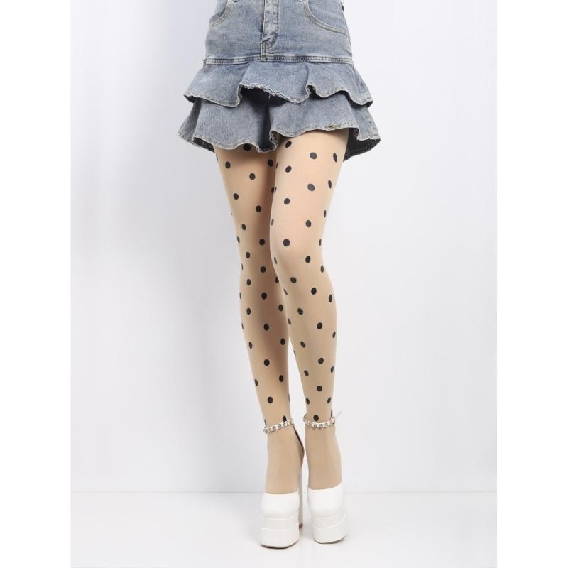 Vintage Dot Patterned Opaque Stockings Pantyhose for Women Japanese JK Girl Sexy Silky Footed Tights Thin Hosiery