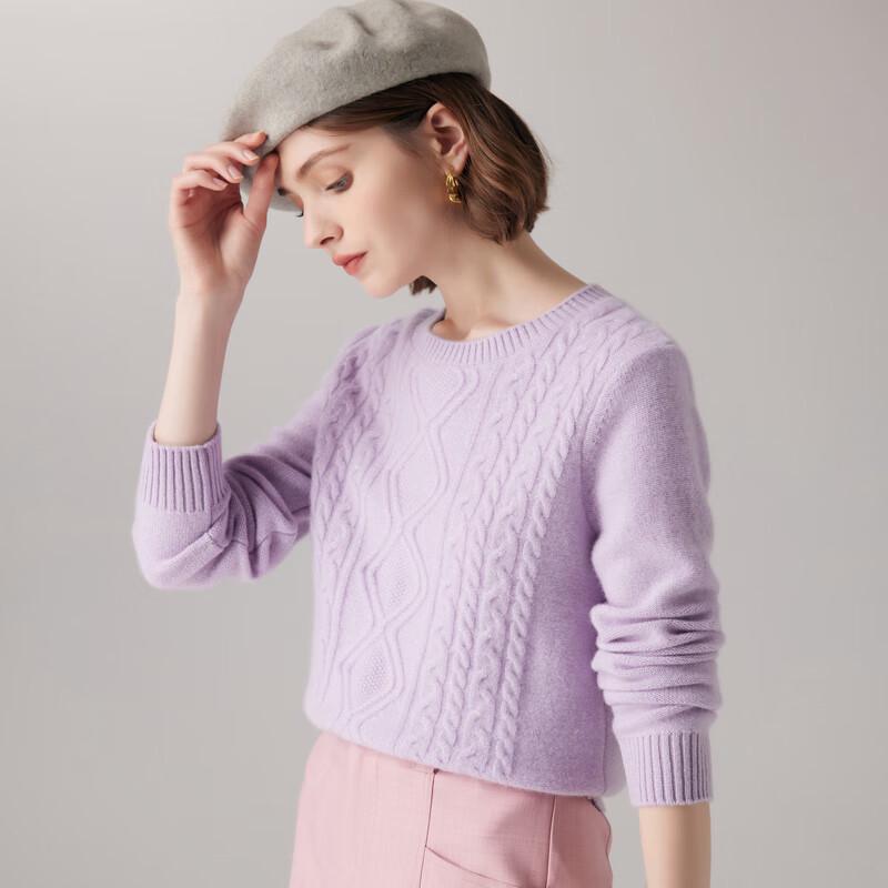 Women's Round Neck Cashmere Cable Knit Sweater