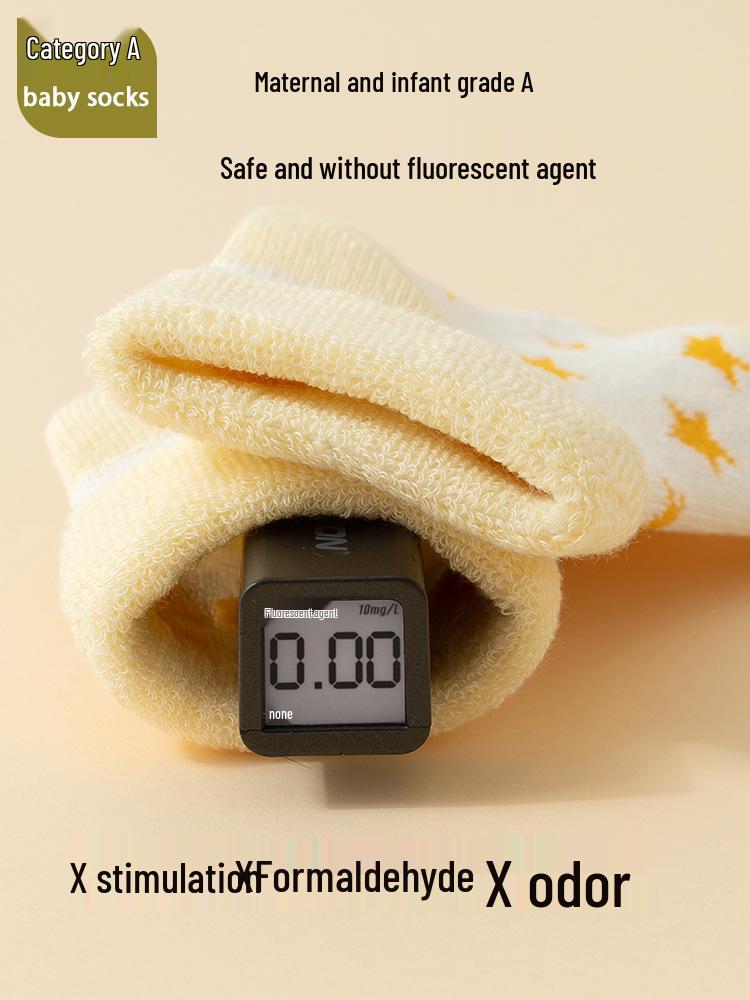 25 Newborn Baby Autumn/Winter Class A Fleece-Lined Cotton Socks - Loose Cuff, Non-Binding Foot Floor Design