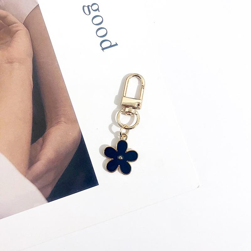Lovely Sakura Flower Keychain Charm Enamel Pink White Black Women Bag Charms Key Ring Accessories