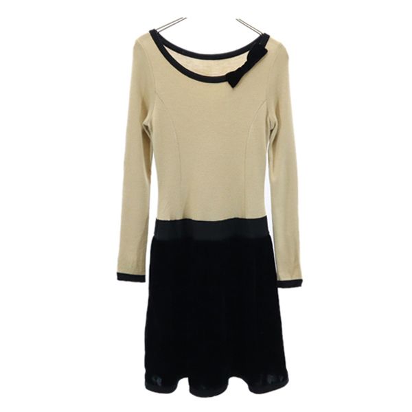 

Rene wool Long sleeve Velour switching flare one piece 34 Crew neck Women Used