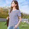 MINISO Women's Striped Cotton Crew Neck T-Shirt