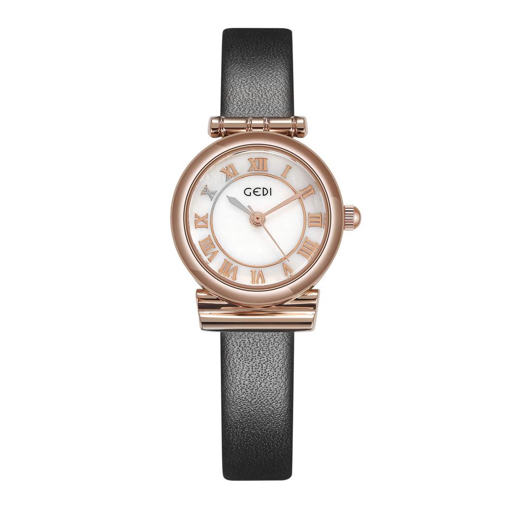 Retro Temperament Light Luxury Fritillary Surface Creative Asymmetrical Design Roman Disc Belt Quartz Waterproof Watch