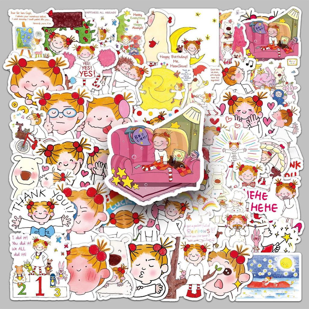 50 Cute COCO Sauce Girl Cartoon Stickers - Waterproof for Phone, Notebook, Thermos & More