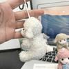 Cute Soft Plush Sheep Keychain Fluffy Straw Hat Plaid Bow 1Pcs Portable Key Ornament for Travel Backpack Decor