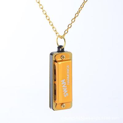 Cross Swan Mini Harmonica Necklace: 4 Holes, 8 Tones for Children and Beginners