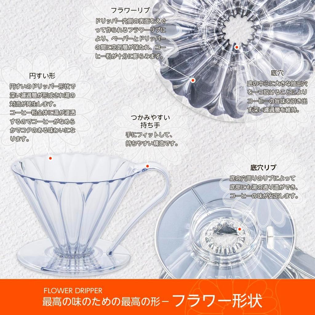 CAFEC Tritan Flower Sanyo Sangyo Dripper, 1-cup capacity, Clear, TFD-1,