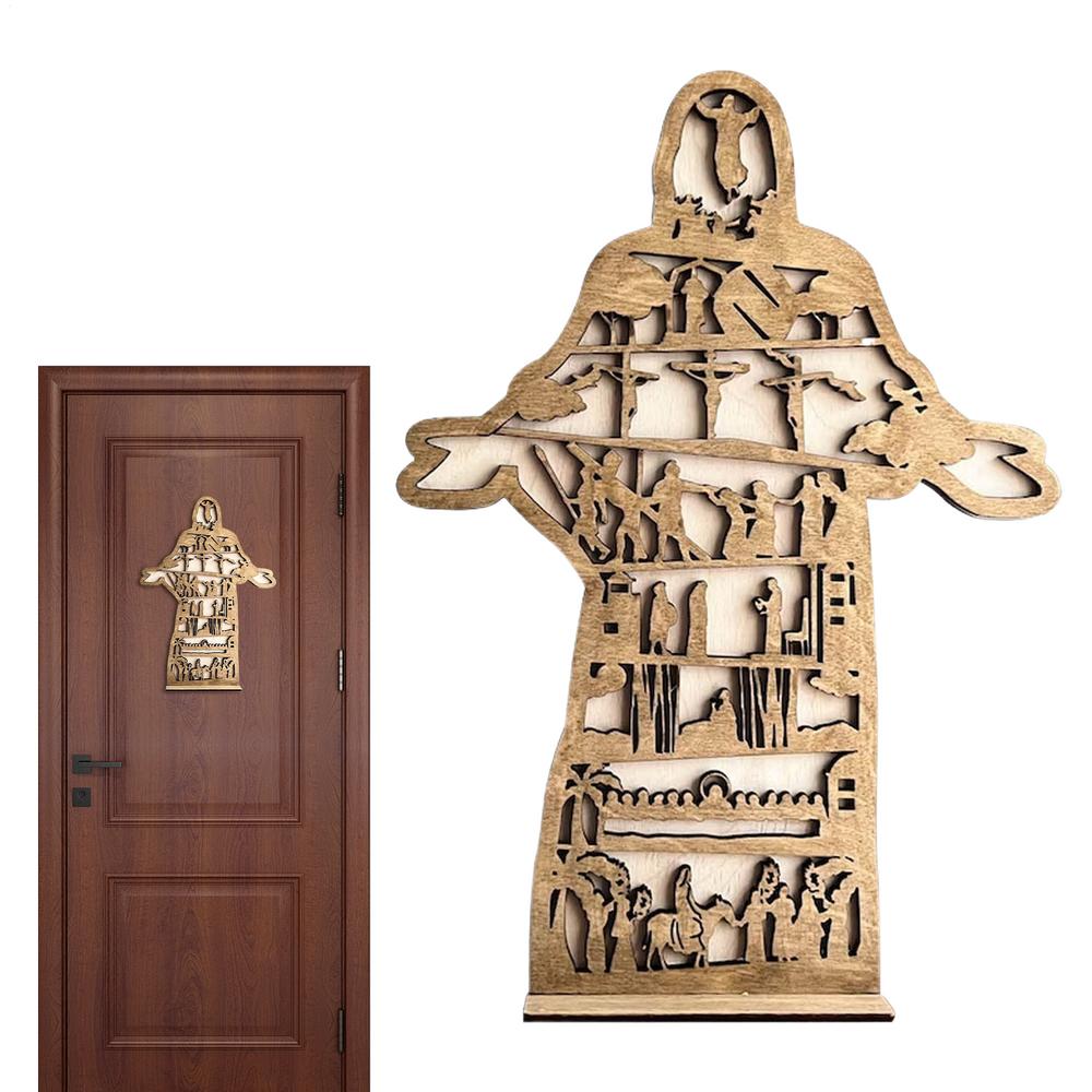 Tomb Easter Tray Bundle Kit Cross Angel Tomb Easter Tray Decorative Ornament Wooden Christian Nativity Decoration