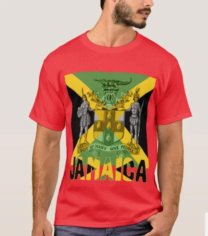 Fashion Jamaican Flag with Coat of Arms TShirt 100 Cotton ONeck Summer Short Sleeve Casual Mens Tshirt Size S3XL S