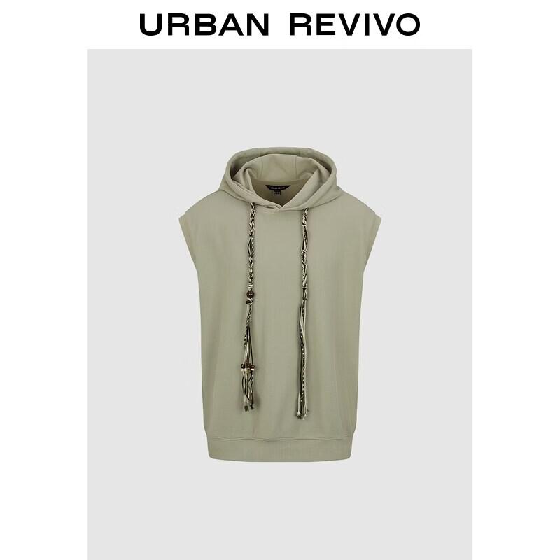 UR2026 Men s Casual Woven Lace-up Hooded Vest XS