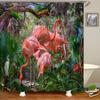 Flamingo Shower Curtains Green Leaf Bathroom Waterproof Polyester Fabric Printing Shower Curtain Decoration Bath Screen
