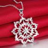 925 Silver Flower Pendant Necklace for Women Wedding Engagement Party Gift