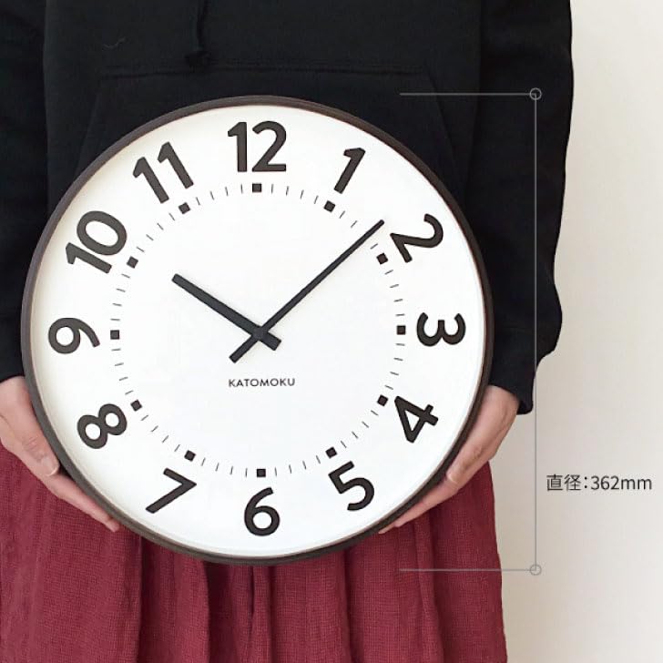 KATOMOKU Plywood Clock, Size 17, Brown, km-106BR, Wall Clock with Sweep Movement, 36cm Diameter (quartz Clock)