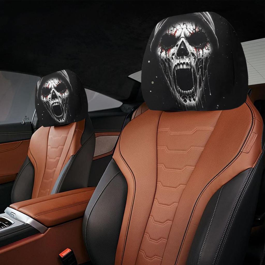 Head Rest Cover For Car Funny Car Seat Full Face Cover 2 Pieces Reusable Automotive Accessories Interior Halloween Decorations