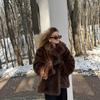 New Autumn and Winter Environmentally Friendly Fur Coat Women's Fashion Brown Fox Fur Jacket Medium and Long