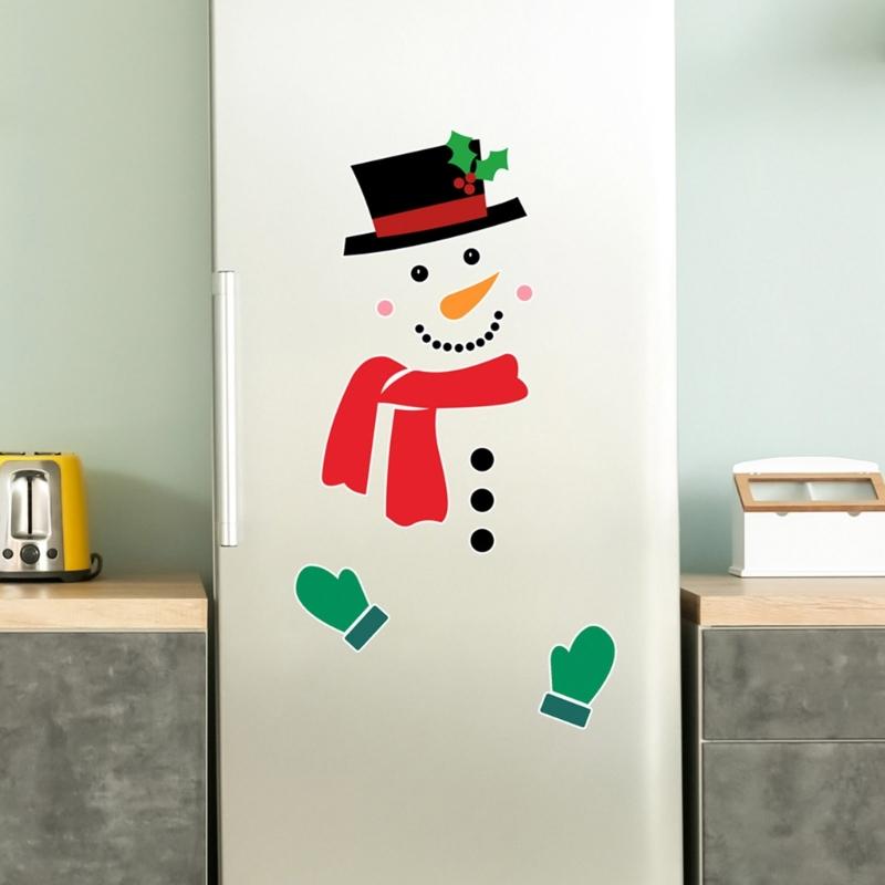 Christmas Cartoon Snowman Magnet Refrigerator Sticker Decal Xmas Ornament for Home KItchen Fridge Decorative Decal Gift
