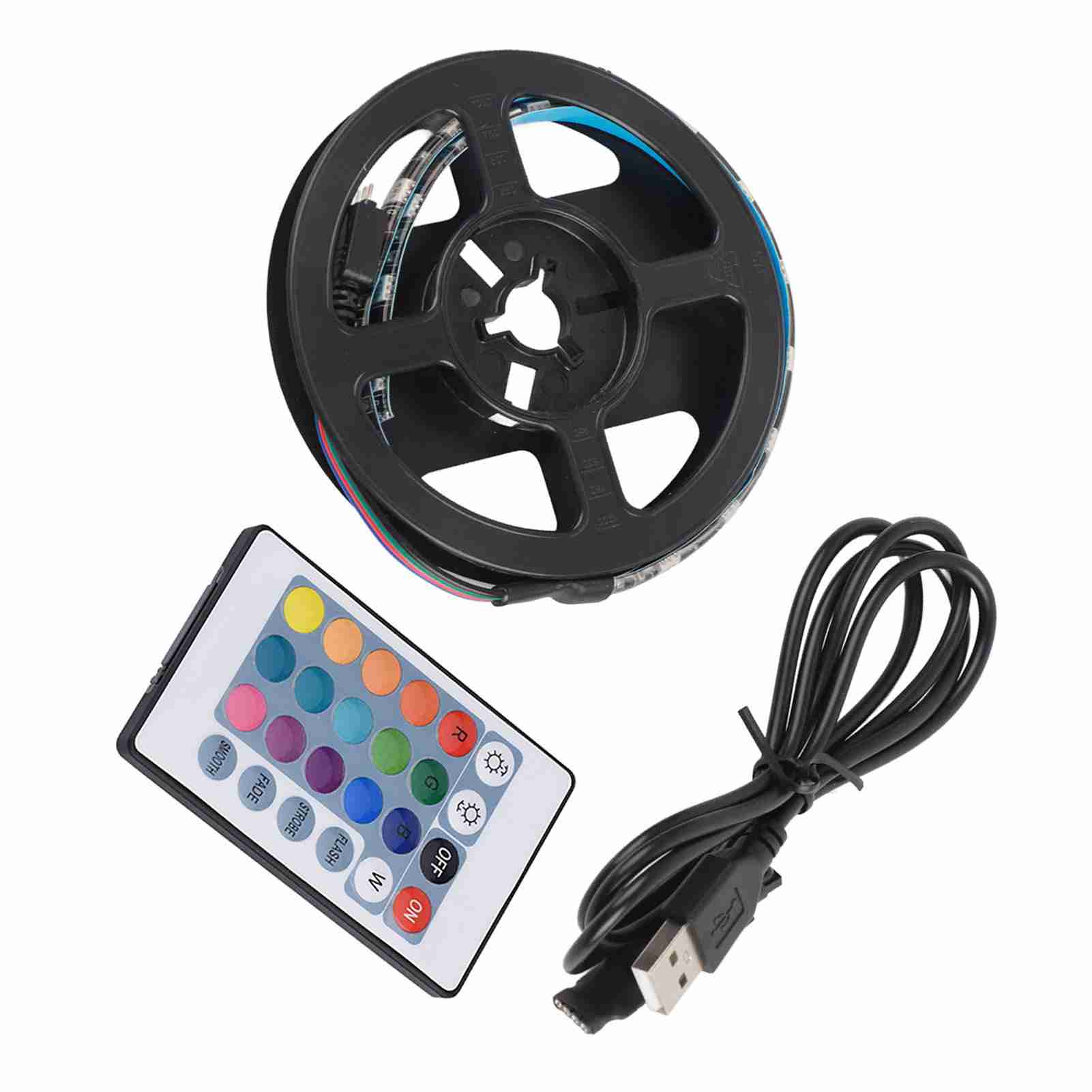 

1,09 ярда 120 градусов USB RGB светодиодная лента водонепроницаемые вспышки дистанционный USB светодиод с 24-кнопочным пультом дистанционного управления