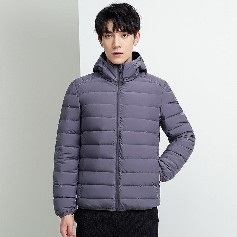 Пуховик мужской постепенно меняющийся глянцевый воротник-стойка короткий тренд красивый утолщенный теплый M серый