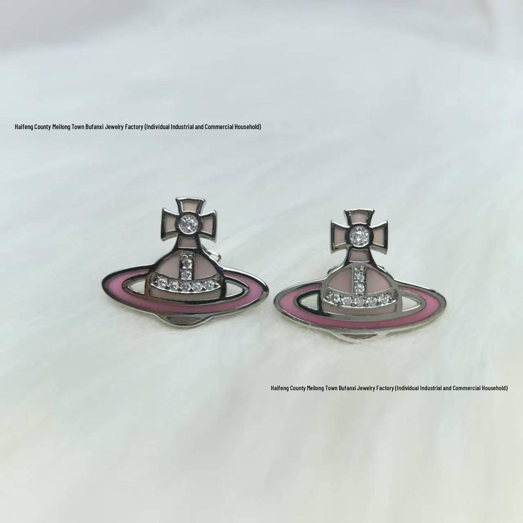 Concetta Cixi Glass Saturn Set: Necklace, Bracelet, Stud Earrings - Women's Luxurious Punk Clavicle Chain