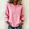 Damen Mode Strick Oberteil mit langen Ärmeln und Taschen, Lockerer Raglan Herbst Winter Hemd