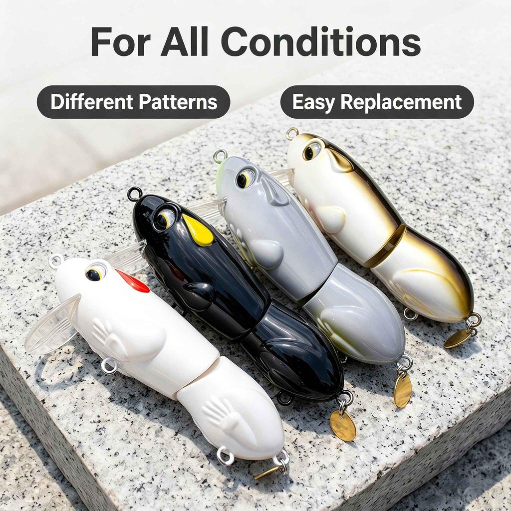 10cm 33g Floating Jointed Mouse Fishing Lure with Spinning Blade, Realistic Topwater Hard Bait Treble Hooks for Bass Freshwater Fishing