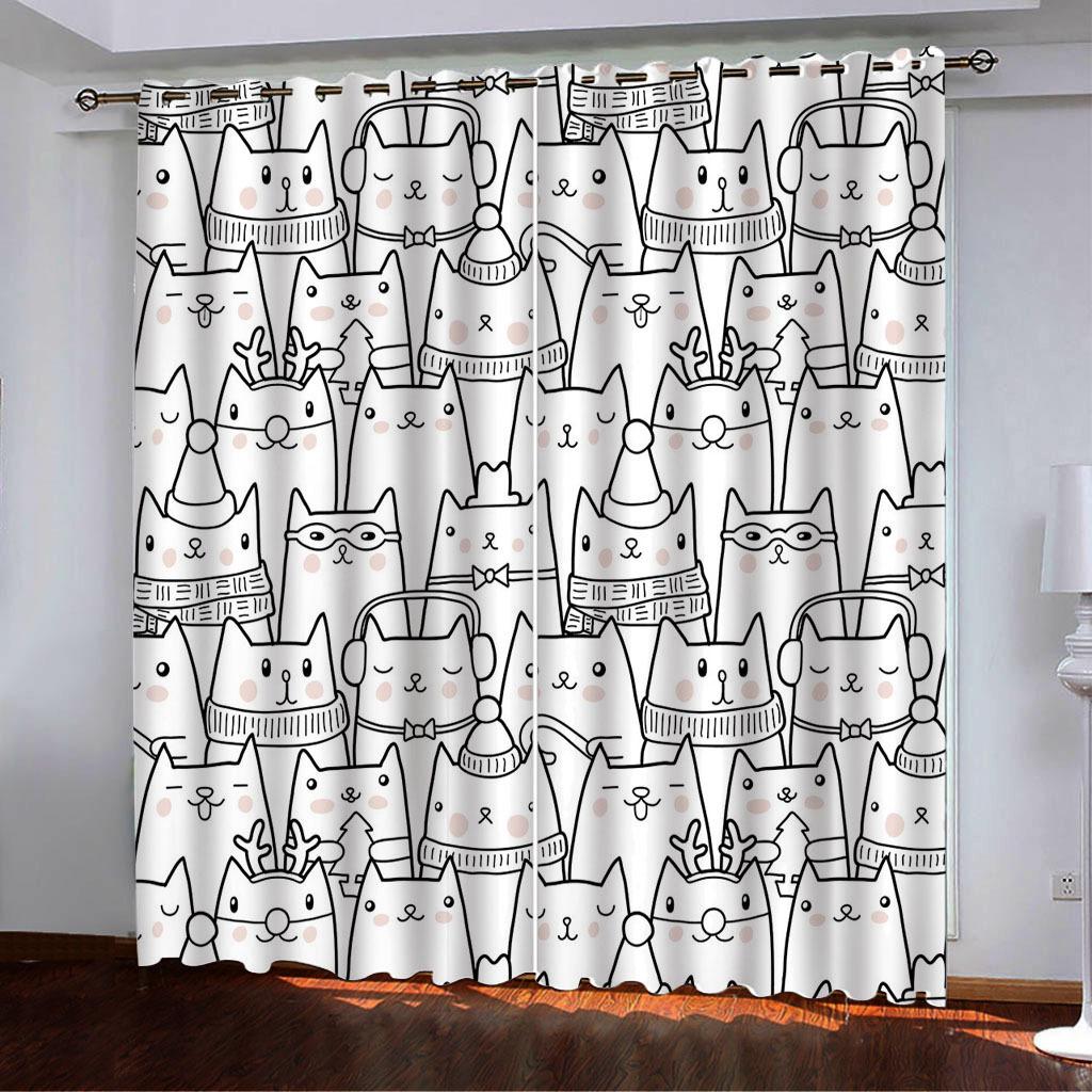 Curtains Popular Small Animal Head Simple Digital Printing High Density Blackout Curtains