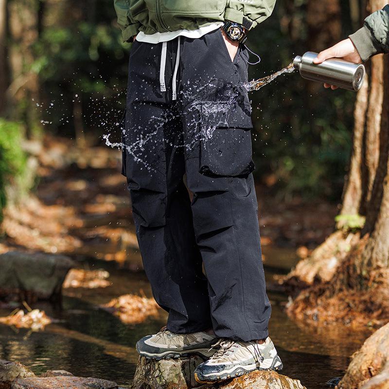 Men's and Women's Outdoor Waterproof Loose Straight-Leg Pants for Hiking and Mountaineering
