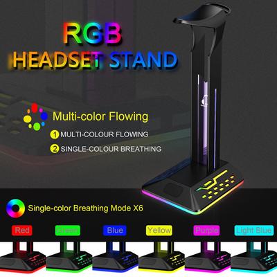 RGB Color-Changing Gaming Headphone Stand with USB Port