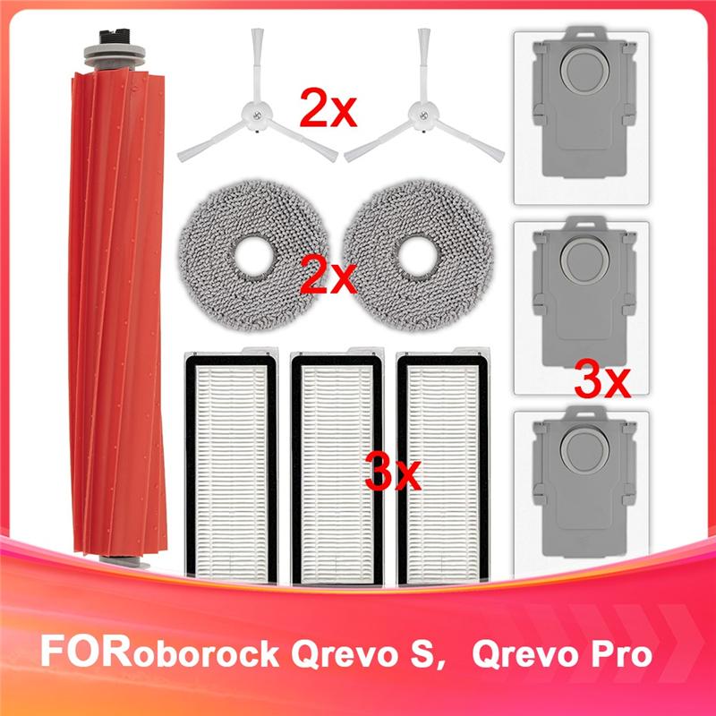 A65T-Replacement Parts For Roborock Qrevo S,Qrevo Pro,Qrevo Maxv,Qrevo Plus Robot Vacuum,Roller Brush,Dust Bags,Filters,Mop