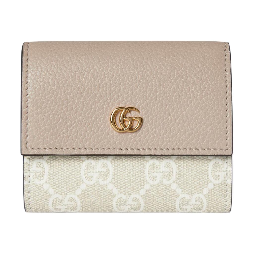 Gucci GG Marmont Mini Leather Wallet With Gold Hardware Women Wallet Beige White 837957-AAE5E-9549