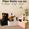10 Pcs Disposable To-go Drink Carrier 2 or 4 Cup Paperboard Cup Holder with Handle Hot or Cold Drinks Carrier Box for Food Delivery Takeaway