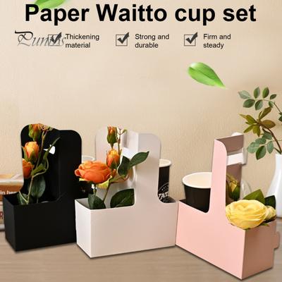 Lot de 10 porte-gobelets jetables en carton pour 2 ou 4 gobelets, avec poignée, pour boissons chaudes ou froides, pour livraison de repas à emporter