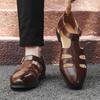Fashion Summer New Hollowed Out Breathable Men's Sandals British Style Brown Outdoor Business Work Shoes Leather Casual Shoes for Men’s