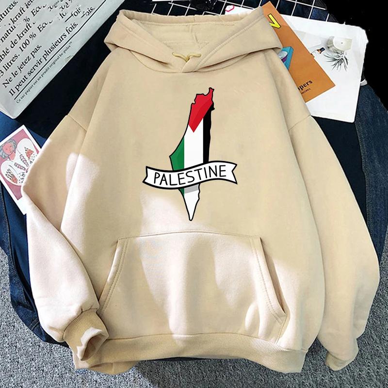 

Unisex Autumn Winter Vintage Casual Pullover Sweatshirts Palestine Hoodie Fashion Women Casual Sweatshirt S