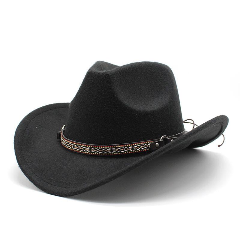 Cappello da Cowboy Occidentale per Uomo Donna in Feltro di Lana con Ampia Tesa Protezione Solare