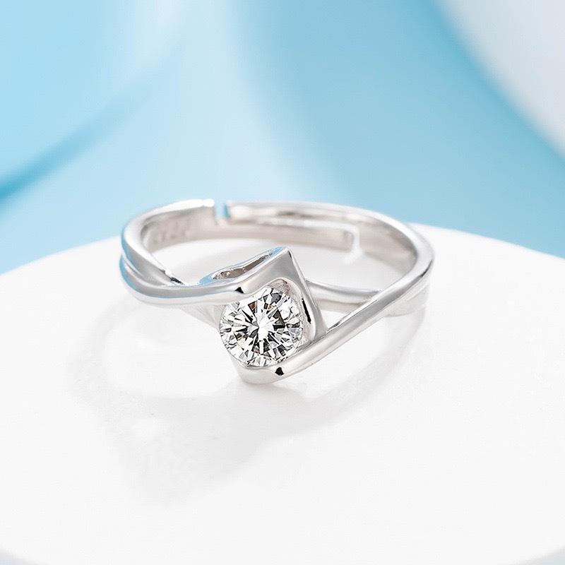 Angel Kiss Heart Simulation Diamond Moissanite Ring Simple Fashion Ring Live Adjustable Women'S Jewelry Premium