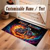 Motorcycle Biker Theme Soft Crystal Velvet Rug Custom Name & Text Print Non Slip Floor Rug for Bedroom Living Room