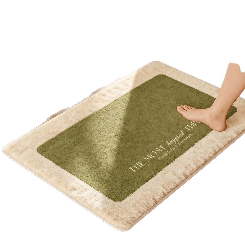 Anti-Slip Bathroom Shower Mat - Thickened Faux Cashmere Water Absorbent Foot Rug
