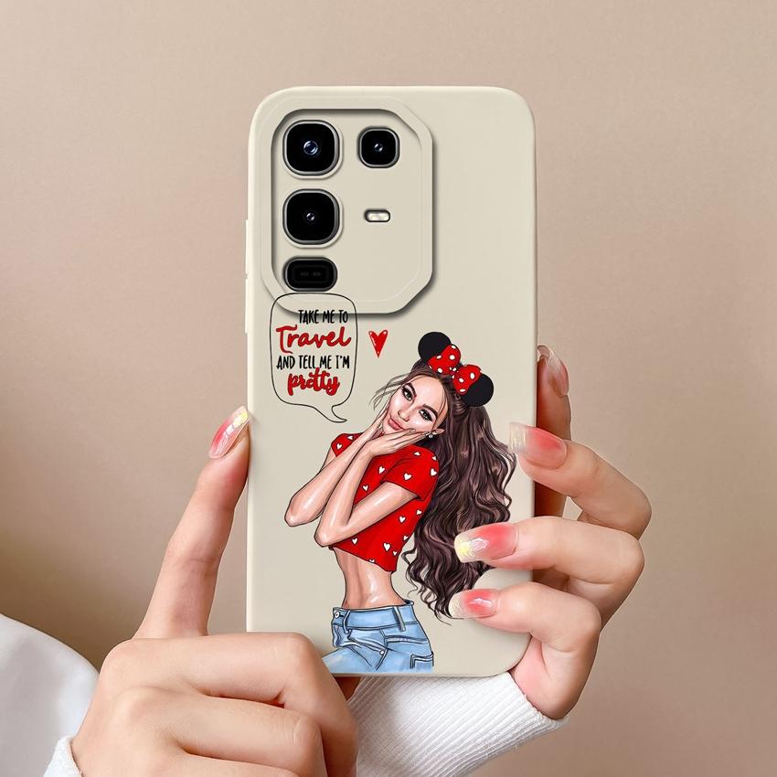 Bumper Bags For Infinix Note 50X 50 Pro Plus 50S Elegant Girls Patterns Square Soft Liquid Silicone Anti Drop Protective Cases For Infinix Back Covers