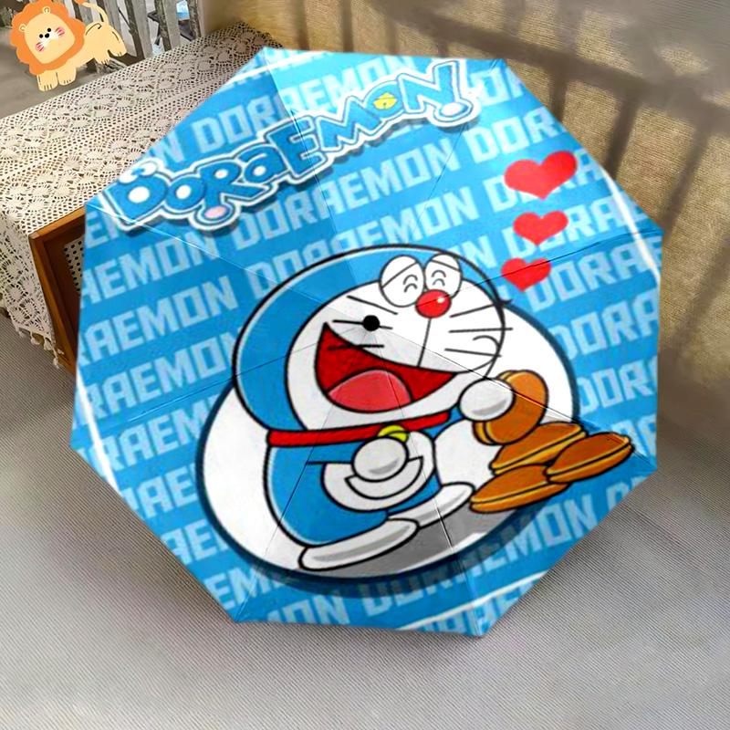Blue Doraemon Cartoon Print Folding Umbrella Portable Suitable For All Seasons Sun Umbrella Outdoor Travel Umbrella