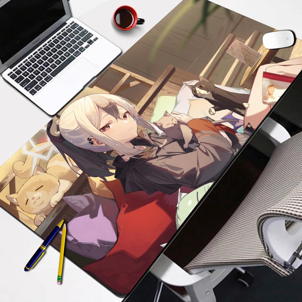 Hot Game Mousepad Onikata Kayoko Blue Archive Large Gaming Mouse Pad With Lock Edge Computer Keyboard Table Desk Mat
