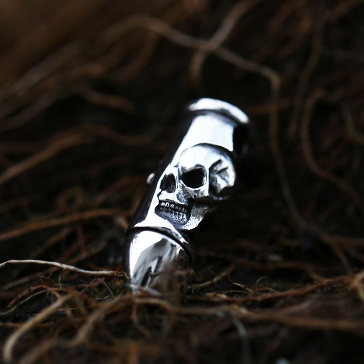 SS8-612P Steel Soldier Skull Men Chains Necklace Jewelry Stainless Steel Bullet Shape Pendant with Skull